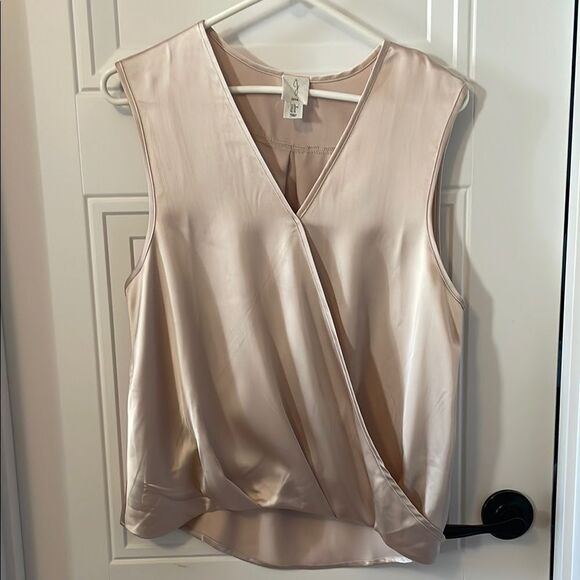 Joie Wrap Front Satin Cream Sleeveless Top - Picture 1 of 6
